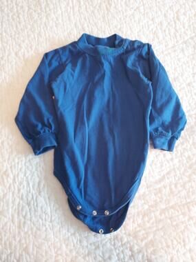 Vintage Baby Bgosh size 24 month One Piece Shirt Royal Blue snaps USA EUC knit